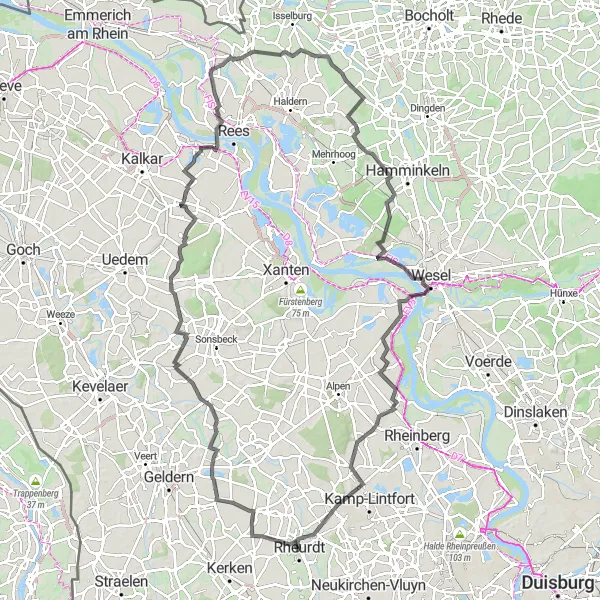 Karten-Miniaturansicht der Radinspiration "Rund um Rheurdt" in Düsseldorf, Germany. Erstellt vom Tarmacs.app-Routenplaner für Radtouren