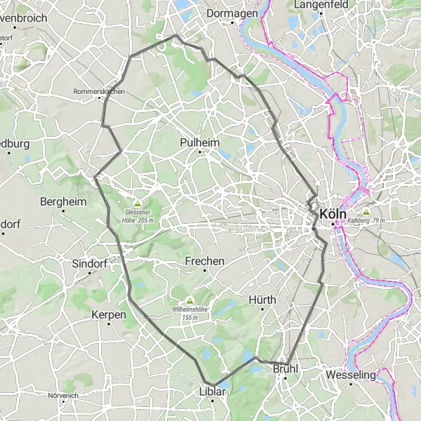 Map miniature of "The Herkulesberg Challenge" cycling inspiration in Düsseldorf, Germany. Generated by Tarmacs.app cycling route planner