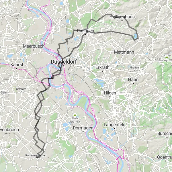 Map miniature of "The Rhine Adventure" cycling inspiration in Düsseldorf, Germany. Generated by Tarmacs.app cycling route planner