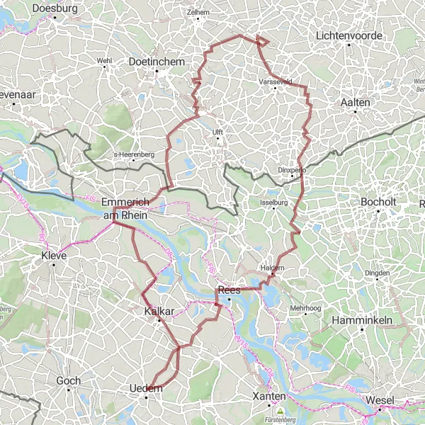 Map miniature of "Discover the Borderlands" cycling inspiration in Düsseldorf, Germany. Generated by Tarmacs.app cycling route planner