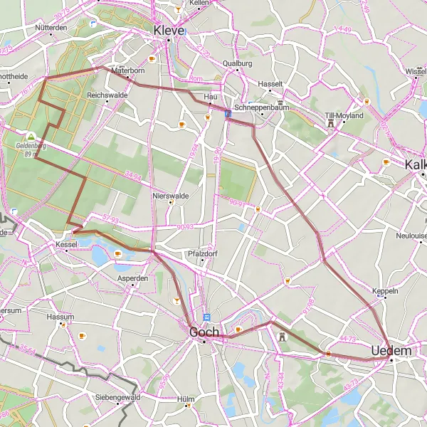 Map miniature of "Keppeln Adventure" cycling inspiration in Düsseldorf, Germany. Generated by Tarmacs.app cycling route planner