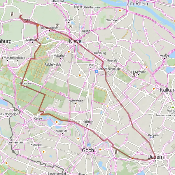 Karten-Miniaturansicht der Radinspiration "Graveltour zu den Schlössern am Niederrhein" in Düsseldorf, Germany. Erstellt vom Tarmacs.app-Routenplaner für Radtouren