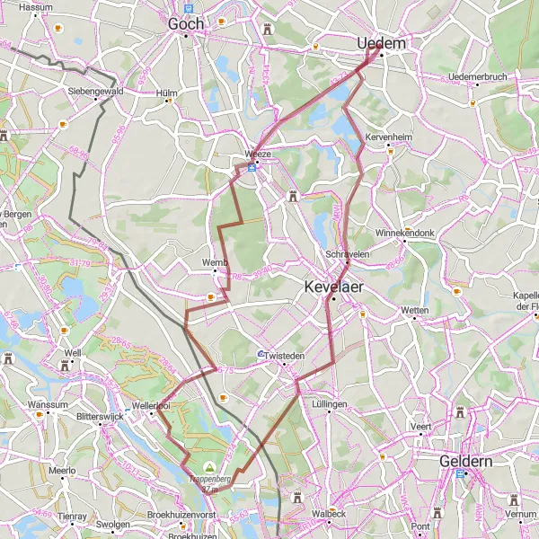 Karten-Miniaturansicht der Radinspiration "Graveltour durch Kevelaer und Umgebung" in Düsseldorf, Germany. Erstellt vom Tarmacs.app-Routenplaner für Radtouren