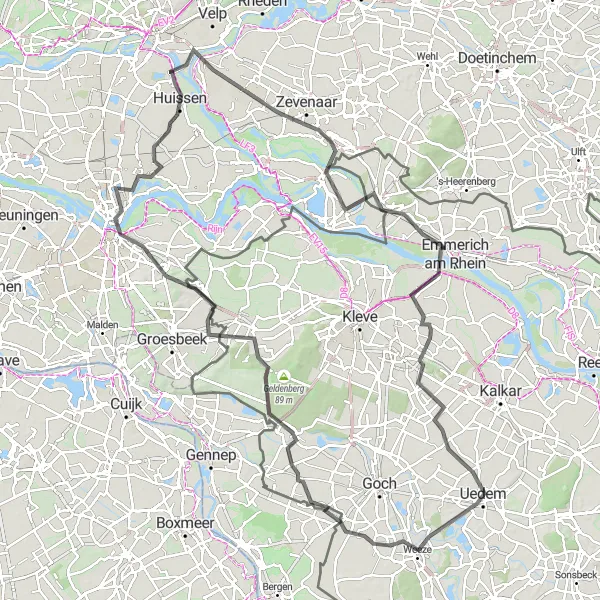 Map miniature of "Dutch Delights" cycling inspiration in Düsseldorf, Germany. Generated by Tarmacs.app cycling route planner