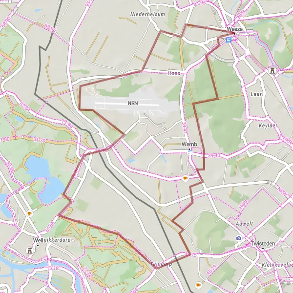 Karten-Miniaturansicht der Radinspiration "Gravel-Tour Wemb - Niederhelsum" in Düsseldorf, Germany. Erstellt vom Tarmacs.app-Routenplaner für Radtouren