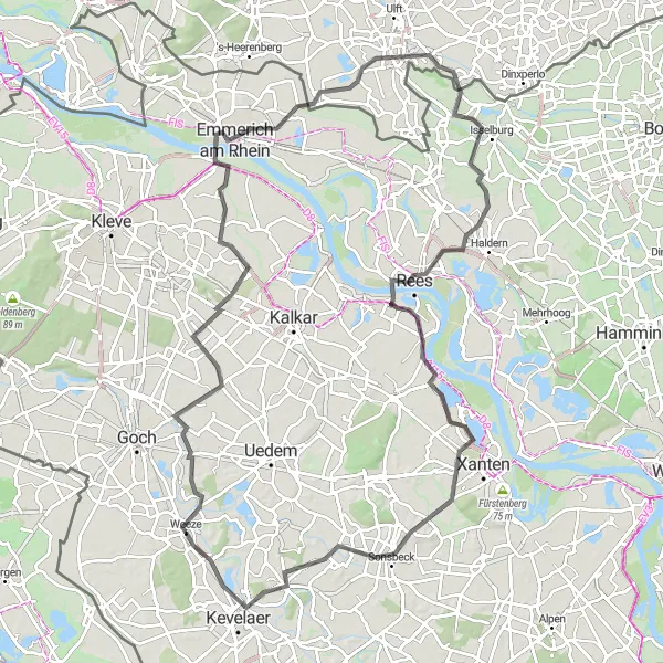 Karten-Miniaturansicht der Radinspiration "Von Weeze nach Kevelaer und Rees" in Düsseldorf, Germany. Erstellt vom Tarmacs.app-Routenplaner für Radtouren