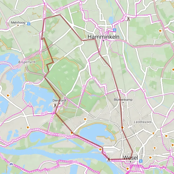 Karten-Miniaturansicht der Radinspiration "Rundtour zur Zitadelle Wesel" in Düsseldorf, Germany. Erstellt vom Tarmacs.app-Routenplaner für Radtouren