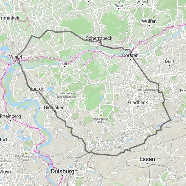 Karten-Miniaturansicht der Radinspiration "Radtour zu den Burgen und Schlössern" in Düsseldorf, Germany. Erstellt vom Tarmacs.app-Routenplaner für Radtouren