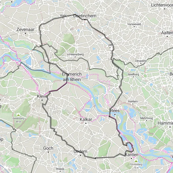 Map miniature of "Xanten and Anholt Grand Tour" cycling inspiration in Düsseldorf, Germany. Generated by Tarmacs.app cycling route planner