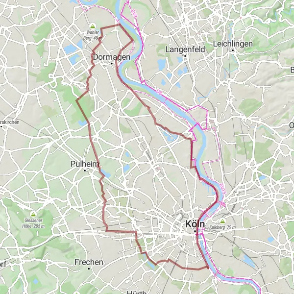 Map miniature of "Rhine Tour" cycling inspiration in Düsseldorf, Germany. Generated by Tarmacs.app cycling route planner