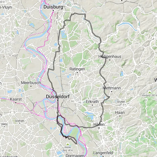 Map miniature of "Rhine River Adventure" cycling inspiration in Düsseldorf, Germany. Generated by Tarmacs.app cycling route planner