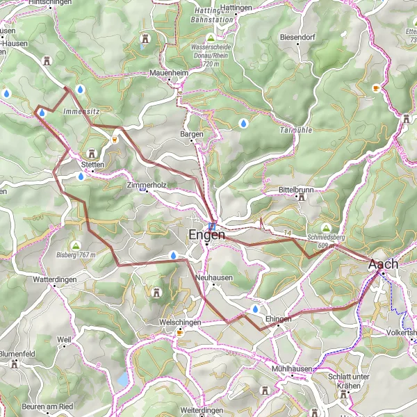 Karten-Miniaturansicht der Radinspiration "Kurze Gravel-Tour um Engen und Neuhewen" in Freiburg, Germany. Erstellt vom Tarmacs.app-Routenplaner für Radtouren