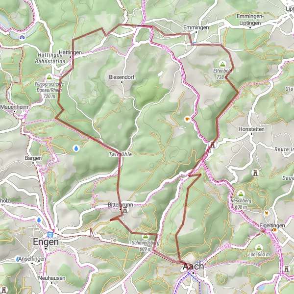 Karten-Miniaturansicht der Radinspiration "Gravel-Abenteuer in der Natur" in Freiburg, Germany. Erstellt vom Tarmacs.app-Routenplaner für Radtouren