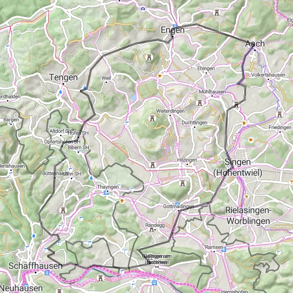 Karten-Miniaturansicht der Radinspiration "Rund um den Hohentwiel" in Freiburg, Germany. Erstellt vom Tarmacs.app-Routenplaner für Radtouren