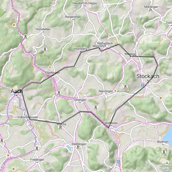 Karten-Miniaturansicht der Radinspiration "Radtour durch die Region" in Freiburg, Germany. Erstellt vom Tarmacs.app-Routenplaner für Radtouren