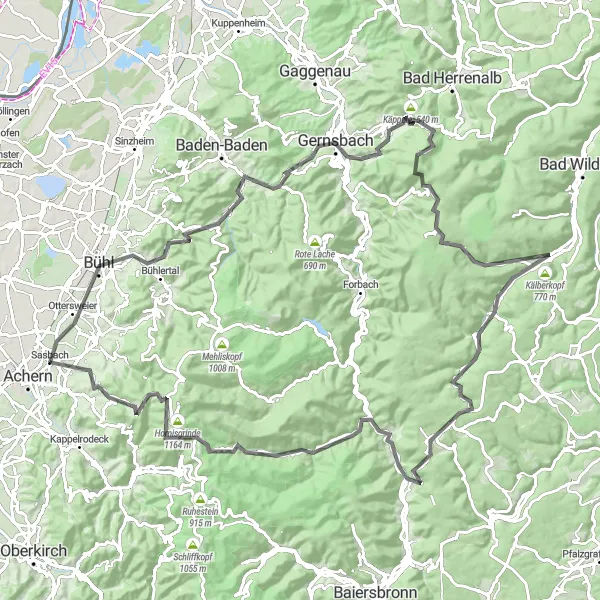 Karten-Miniaturansicht der Radinspiration "Herausfordernde Bergtour im Schwarzwald" in Freiburg, Germany. Erstellt vom Tarmacs.app-Routenplaner für Radtouren
