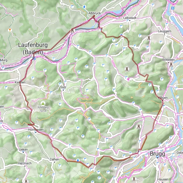 Map miniature of "Albbruck to Albsteig-Portal" cycling inspiration in Freiburg, Germany. Generated by Tarmacs.app cycling route planner