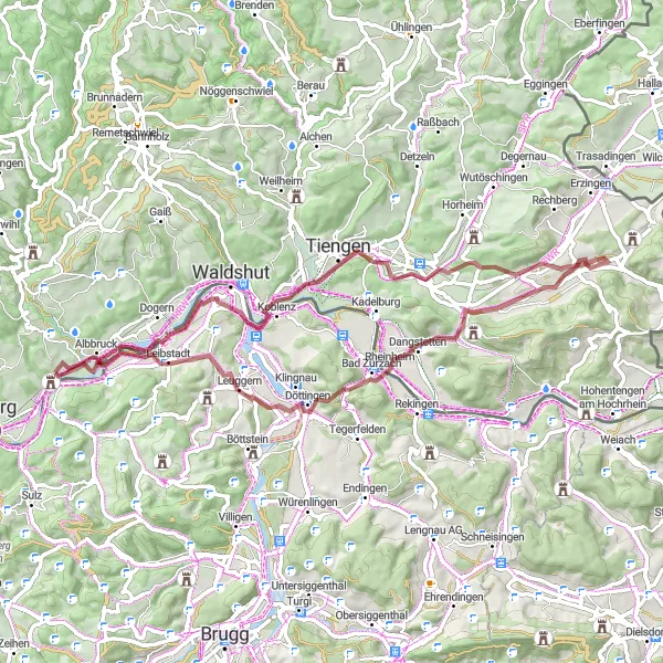 Karten-Miniaturansicht der Radinspiration "Gravel-Abenteuer durch Dogern" in Freiburg, Germany. Erstellt vom Tarmacs.app-Routenplaner für Radtouren