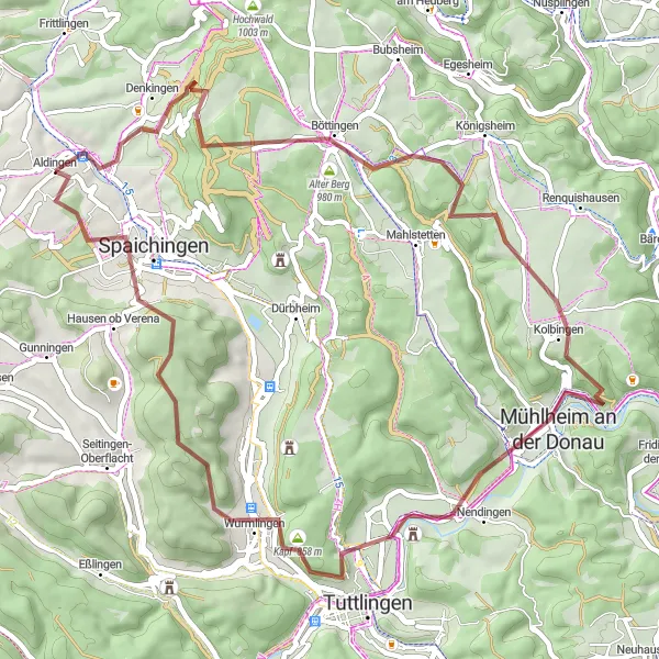 Karten-Miniaturansicht der Radinspiration "Hügeliges Abenteuer durch die Natur" in Freiburg, Germany. Erstellt vom Tarmacs.app-Routenplaner für Radtouren
