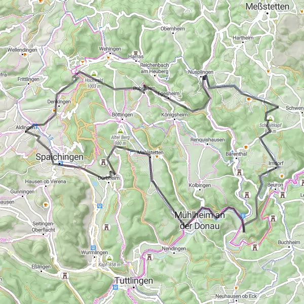 Karten-Miniaturansicht der Radinspiration "Herausforderungen entlang der Donau" in Freiburg, Germany. Erstellt vom Tarmacs.app-Routenplaner für Radtouren