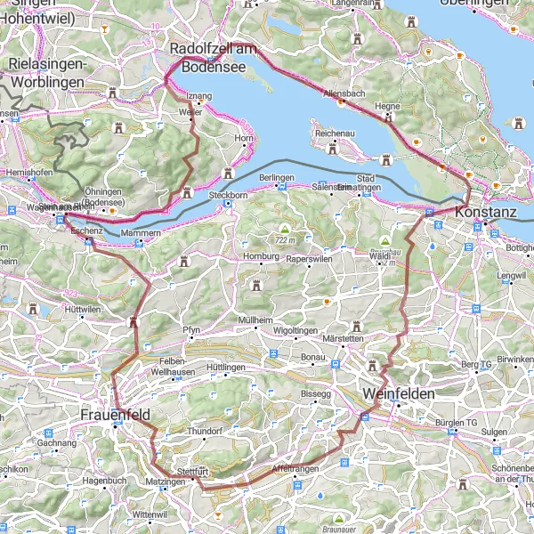 Map miniature of "Gravel Escape: Allensbach to Radolfzell" cycling inspiration in Freiburg, Germany. Generated by Tarmacs.app cycling route planner