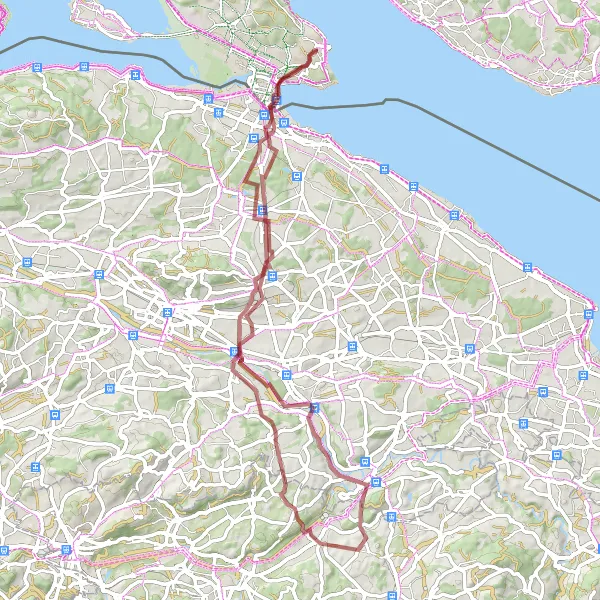 Map miniature of "Exploring Bürglen" cycling inspiration in Freiburg, Germany. Generated by Tarmacs.app cycling route planner
