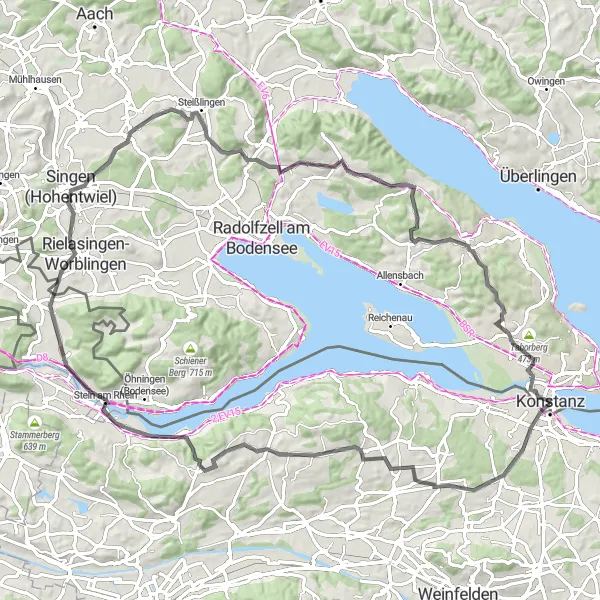 Map miniature of "Discover Schloss Langenrain" cycling inspiration in Freiburg, Germany. Generated by Tarmacs.app cycling route planner