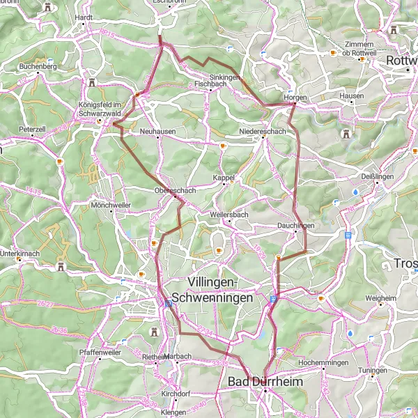 Map miniature of "Gravel Tour through the Black Forest" cycling inspiration in Freiburg, Germany. Generated by Tarmacs.app cycling route planner