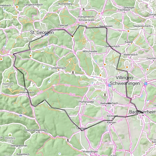 Map miniature of "Road Cycling Challenge in the Black Forest" cycling inspiration in Freiburg, Germany. Generated by Tarmacs.app cycling route planner