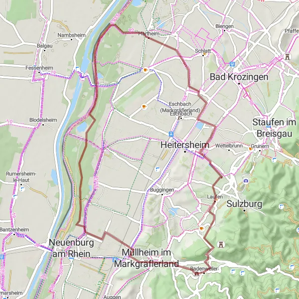 Karten-Miniaturansicht der Radinspiration "Markgräflerland Entdeckungstour" in Freiburg, Germany. Erstellt vom Tarmacs.app-Routenplaner für Radtouren