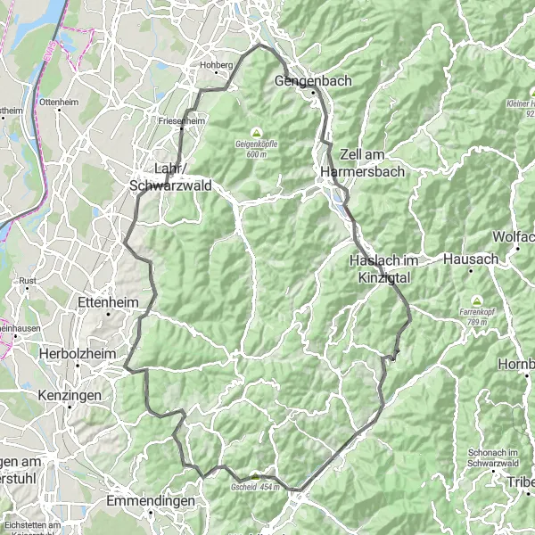Karten-Miniaturansicht der Radinspiration "Panoramatour durch den Schwarzwald" in Freiburg, Germany. Erstellt vom Tarmacs.app-Routenplaner für Radtouren