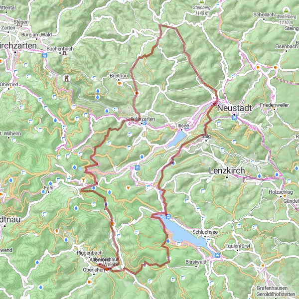 Karten-Miniaturansicht der Radinspiration "Gipfelgravel-Tour" in Freiburg, Germany. Erstellt vom Tarmacs.app-Routenplaner für Radtouren