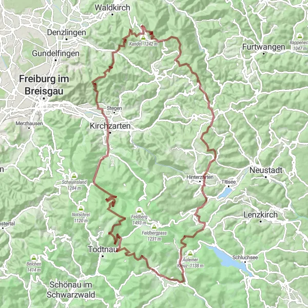 Karten-Miniaturansicht der Radinspiration "Gemütliche Gravel-Tour durch die Schwarzwaldtäler" in Freiburg, Germany. Erstellt vom Tarmacs.app-Routenplaner für Radtouren