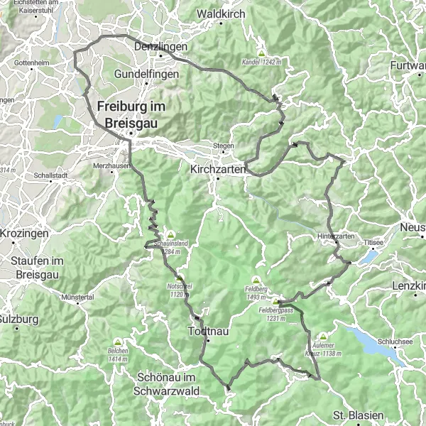 Karten-Miniaturansicht der Radinspiration "Schwarzwaldhöhenstraße" in Freiburg, Germany. Erstellt vom Tarmacs.app-Routenplaner für Radtouren
