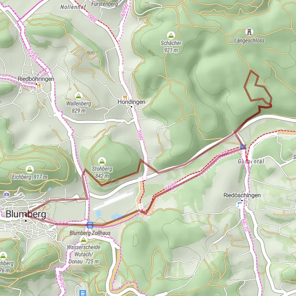 Map miniature of "Charming Gravel Trail" cycling inspiration in Freiburg, Germany. Generated by Tarmacs.app cycling route planner