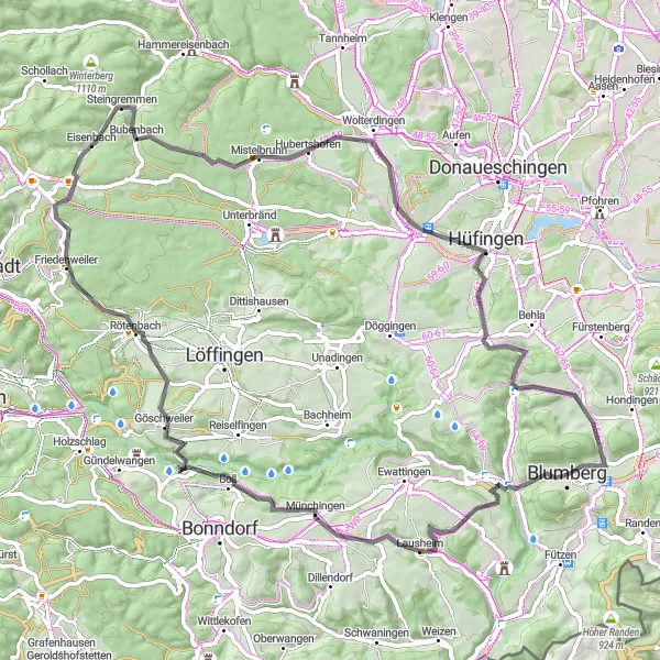 Map miniature of "The Black Forest Circuit" cycling inspiration in Freiburg, Germany. Generated by Tarmacs.app cycling route planner