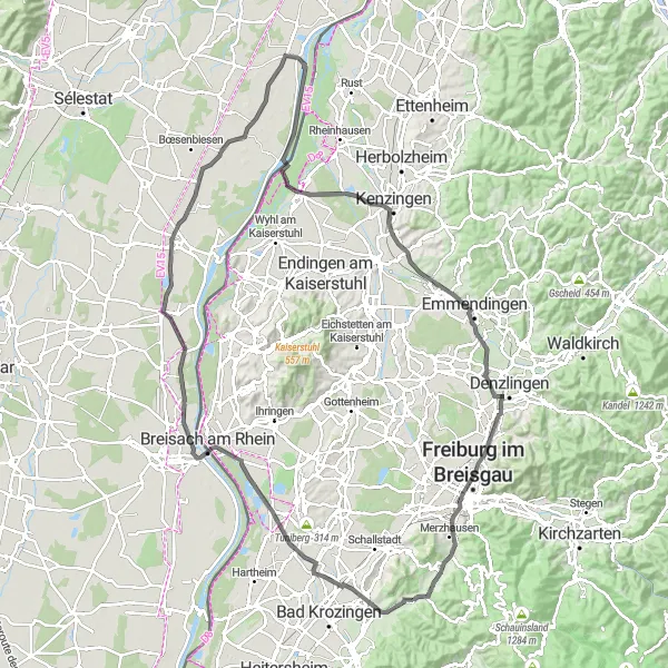 Karten-Miniaturansicht der Radinspiration "Road-Tour durch die malerische Landschaft" in Freiburg, Germany. Erstellt vom Tarmacs.app-Routenplaner für Radtouren