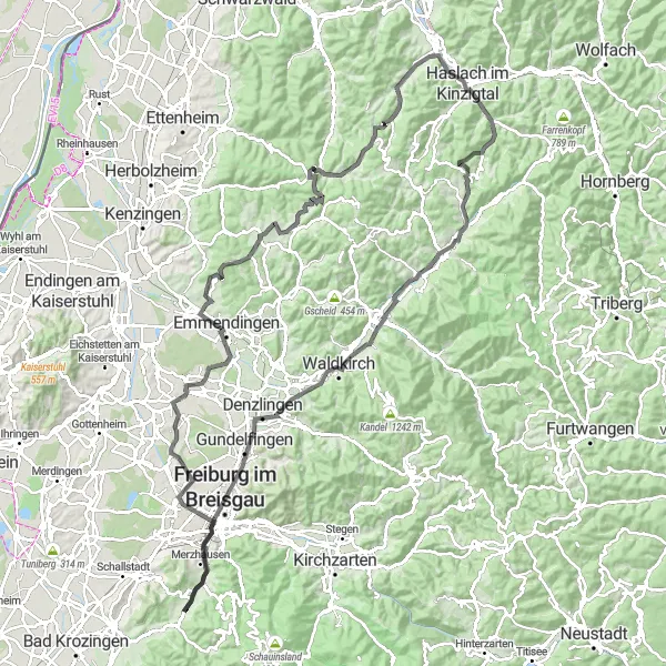 Karten-Miniaturansicht der Radinspiration "Historische Tour durch den Schwarzwald" in Freiburg, Germany. Erstellt vom Tarmacs.app-Routenplaner für Radtouren