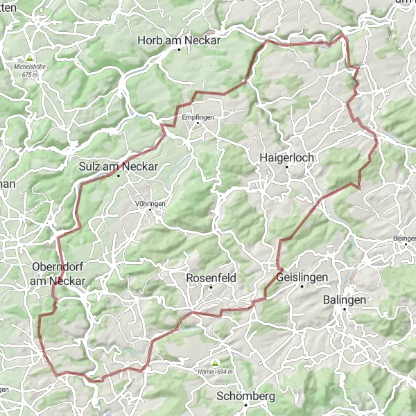 Karten-Miniaturansicht der Radinspiration "Abenteuerliche Schottertour entlang des Neckars" in Freiburg, Germany. Erstellt vom Tarmacs.app-Routenplaner für Radtouren