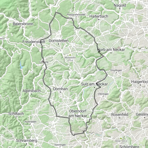 Map miniature of "The Heart of the Black Forest" cycling inspiration in Freiburg, Germany. Generated by Tarmacs.app cycling route planner