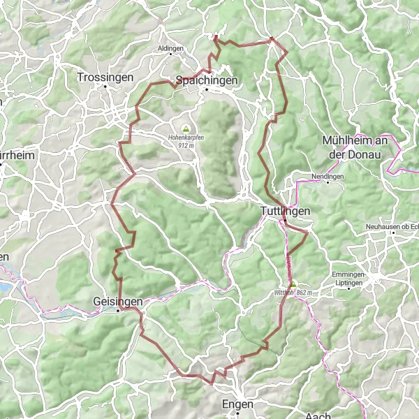 Map miniature of "Southern Forest Gravel Ride" cycling inspiration in Freiburg, Germany. Generated by Tarmacs.app cycling route planner