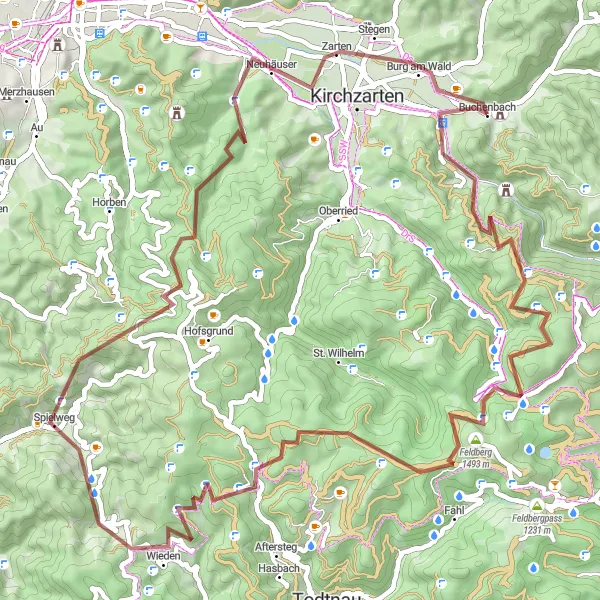 Map miniature of "Embracing Nature's Call" cycling inspiration in Freiburg, Germany. Generated by Tarmacs.app cycling route planner