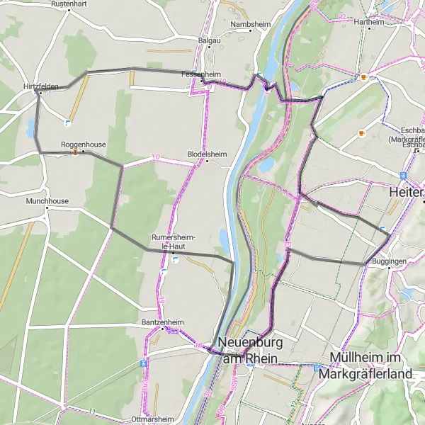Map miniature of "The Scenic Loop" cycling inspiration in Freiburg, Germany. Generated by Tarmacs.app cycling route planner