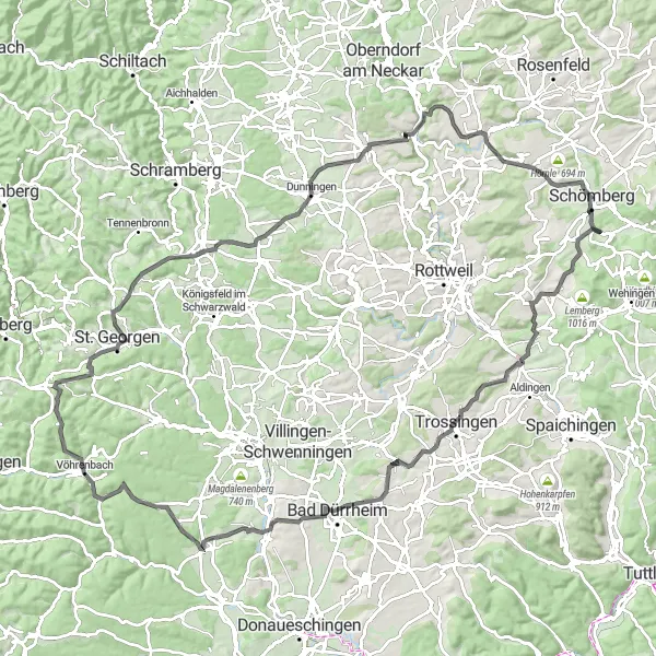Map miniature of "The Scenic Delight" cycling inspiration in Freiburg, Germany. Generated by Tarmacs.app cycling route planner