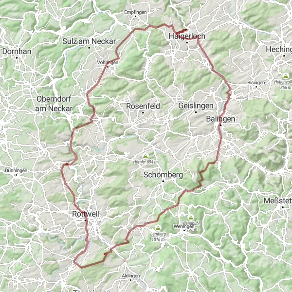 Karten-Miniaturansicht der Radinspiration "Erlebnisreiche Schottertour ab Deißlingen" in Freiburg, Germany. Erstellt vom Tarmacs.app-Routenplaner für Radtouren