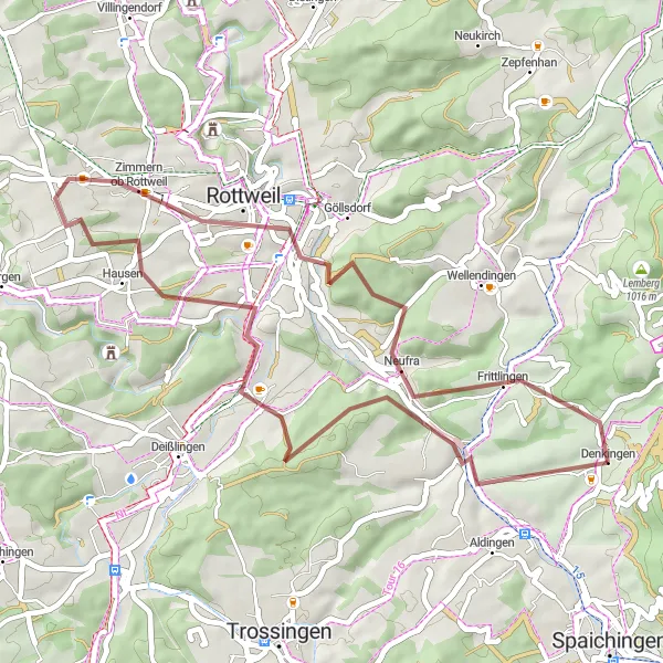 Karten-Miniaturansicht der Radinspiration "Gravelabenteuer durch die Natur" in Freiburg, Germany. Erstellt vom Tarmacs.app-Routenplaner für Radtouren