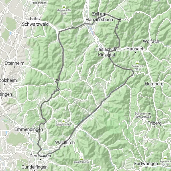 Karten-Miniaturansicht der Radinspiration "Schwarzwald Panoramen" in Freiburg, Germany. Erstellt vom Tarmacs.app-Routenplaner für Radtouren