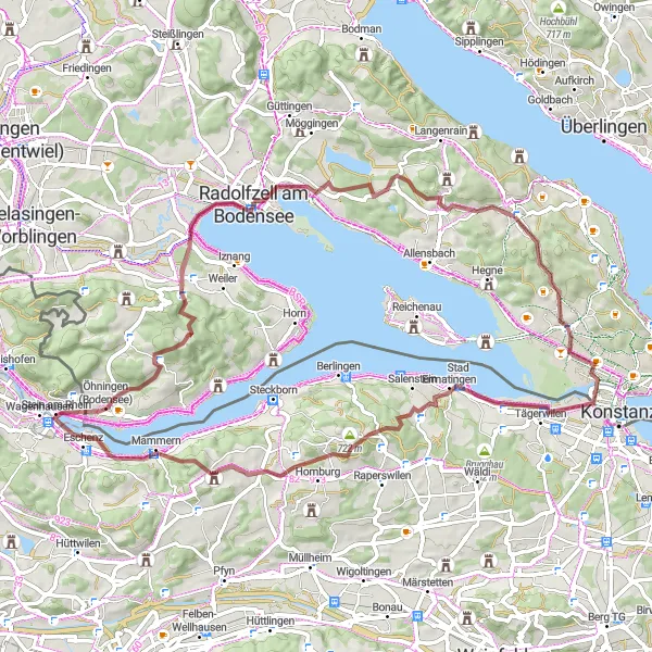 Karten-Miniaturansicht der Radinspiration "Gravel Abenteuer am Bodensee" in Freiburg, Germany. Erstellt vom Tarmacs.app-Routenplaner für Radtouren