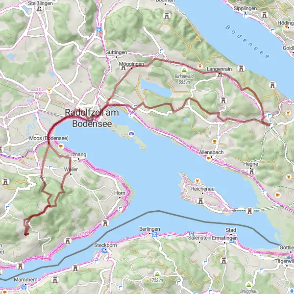 Karten-Miniaturansicht der Radinspiration "Rund um den Bodensee Gravel Tour" in Freiburg, Germany. Erstellt vom Tarmacs.app-Routenplaner für Radtouren