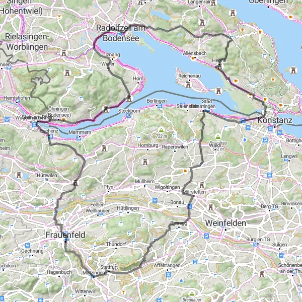 Karten-Miniaturansicht der Radinspiration "Bodensee Panorama Tour" in Freiburg, Germany. Erstellt vom Tarmacs.app-Routenplaner für Radtouren